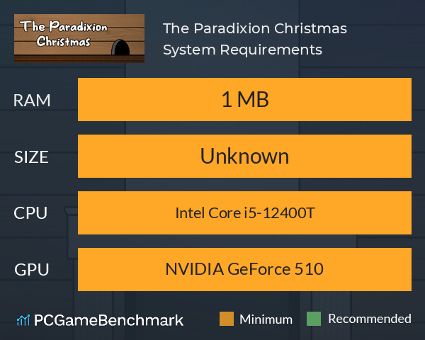 The Paradixion: Christmas System Requirements PC Graph - Can I Run The Paradixion: Christmas