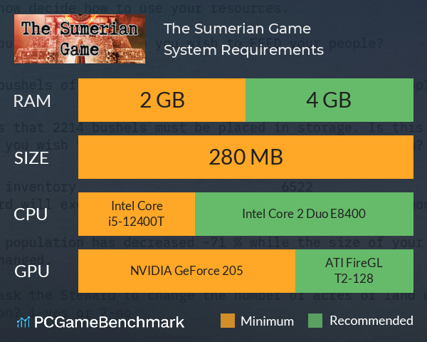 The Sumerian Game System Requirements PC Graph - Can I Run The Sumerian Game