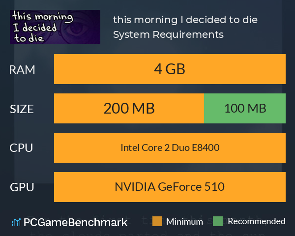 this morning I decided to die System Requirements PC Graph - Can I Run this morning I decided to die