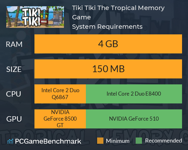 Tiki Tiki: The Tropical Memory Game System Requirements PC Graph - Can I Run Tiki Tiki: The Tropical Memory Game