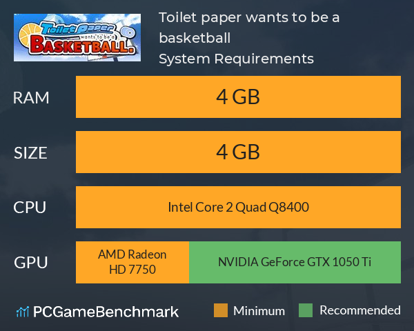 Toilet paper wants to be a basketball System Requirements PC Graph - Can I Run Toilet paper wants to be a basketball