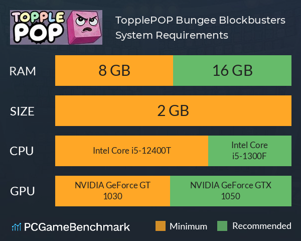 TopplePOP: Bungee Blockbusters System Requirements PC Graph - Can I Run TopplePOP: Bungee Blockbusters