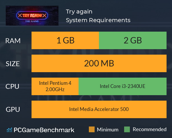 Try again! System Requirements PC Graph - Can I Run Try again!