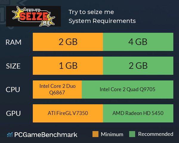 Try to seize me System Requirements PC Graph - Can I Run Try to seize me