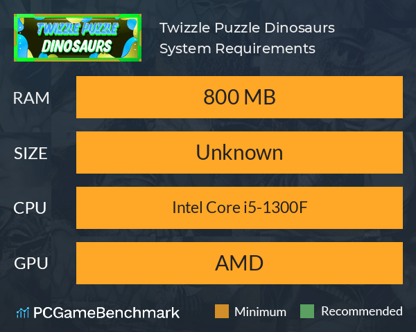 Twizzle Puzzle: Dinosaurs System Requirements PC Graph - Can I Run Twizzle Puzzle: Dinosaurs