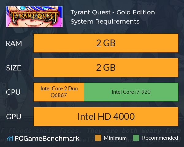 Tyrant Quest - Gold Edition System Requirements PC Graph - Can I Run Tyrant Quest - Gold Edition