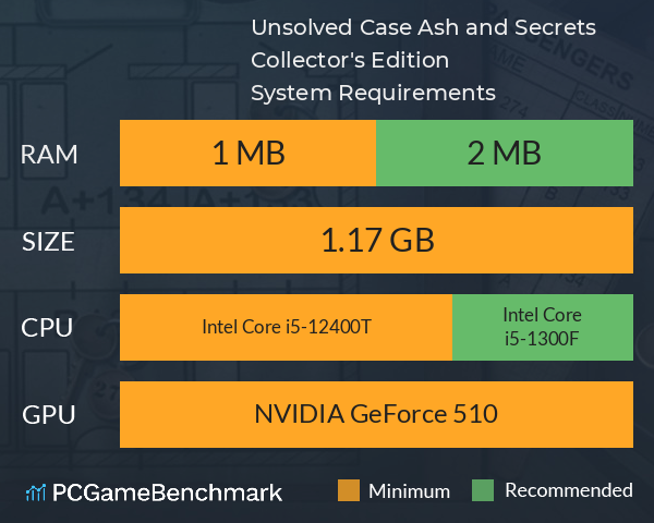 Unsolved Case: Ash and Secrets Collector's Edition System Requirements PC Graph - Can I Run Unsolved Case: Ash and Secrets Collector's Edition