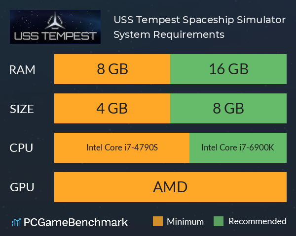 USS Tempest: Spaceship Simulator System Requirements PC Graph - Can I Run USS Tempest: Spaceship Simulator