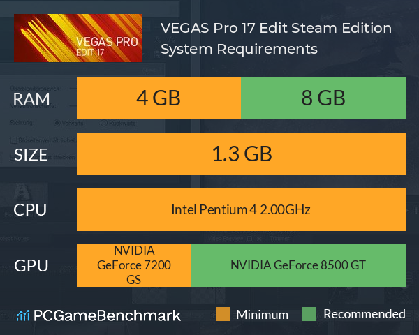 VEGAS Pro 17 Edit Steam Edition System Requirements PC Graph - Can I Run VEGAS Pro 17 Edit Steam Edition