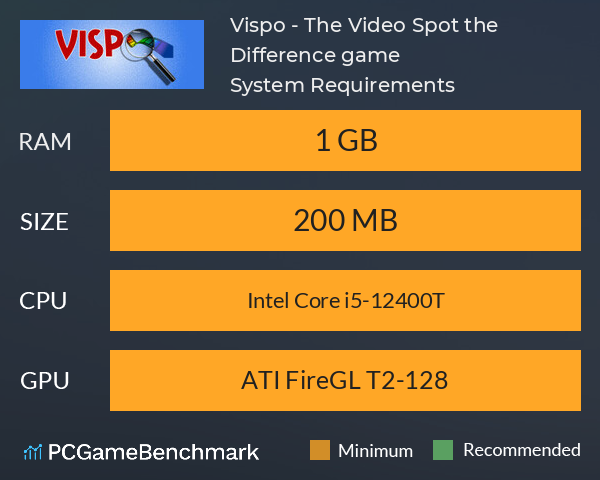 Vispo - The Video Spot the Difference game. System Requirements PC Graph - Can I Run Vispo - The Video Spot the Difference game.