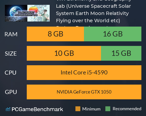 VR Astronomy and Geography Lab (Universe Spacecraft, Solar System, Earth, Moon, Relativity, Flying over the World, etc) System Requirements PC Graph - Can I Run VR Astronomy and Geography Lab (Universe Spacecraft, Solar System, Earth, Moon, Relativity, Flying over the World, etc)