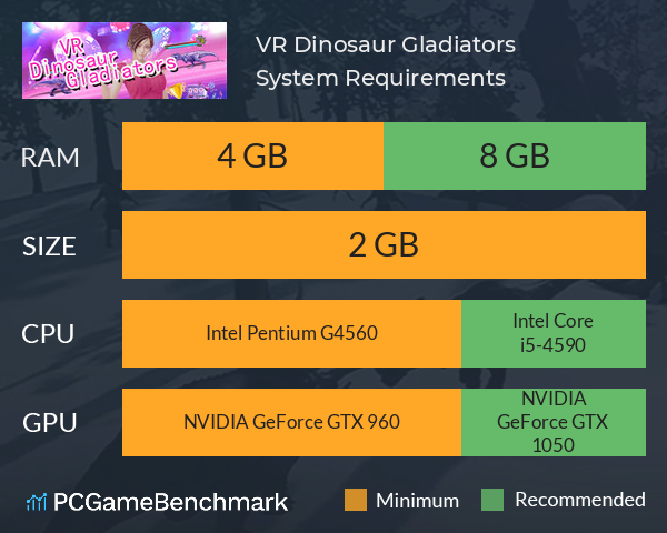 VR Dinosaur Gladiators System Requirements PC Graph - Can I Run VR Dinosaur Gladiators