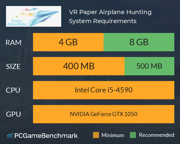 VR Paper Airplane Hunting System Requirements PC Graph - Can I Run VR Paper Airplane Hunting