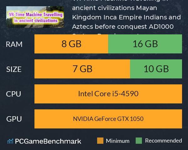 VR Time Machine Travelling in ancient civilizations: Mayan Kingdom, Inca Empire, Indians, and Aztecs before conquest A.D.1000 System Requirements PC Graph - Can I Run VR Time Machine Travelling in ancient civilizations: Mayan Kingdom, Inca Empire, Indians, and Aztecs before conquest A.D.1000