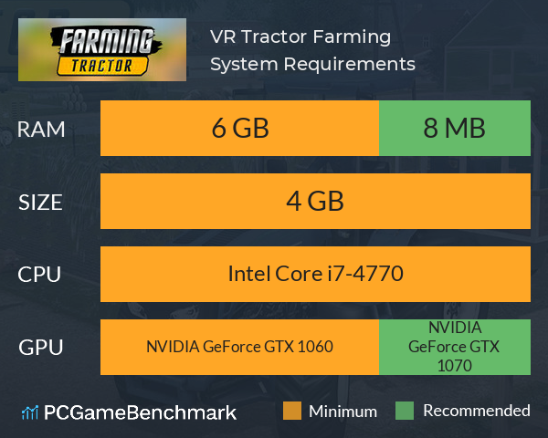 VR Tractor Farming System Requirements PC Graph - Can I Run VR Tractor Farming