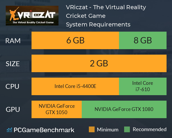 VRiczat - The Virtual Reality Cricket Game System Requirements PC Graph - Can I Run VRiczat - The Virtual Reality Cricket Game