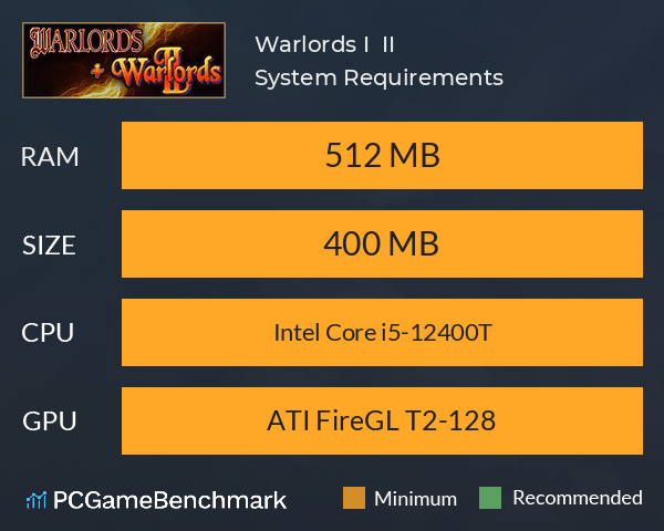 Warlords I + II System Requirements PC Graph - Can I Run Warlords I + II