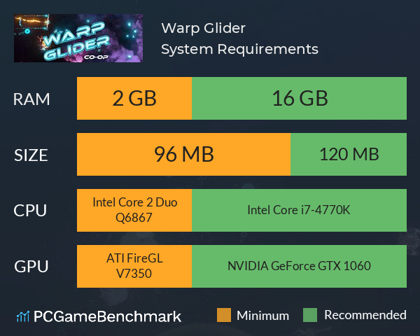 Warp Glider System Requirements PC Graph - Can I Run Warp Glider