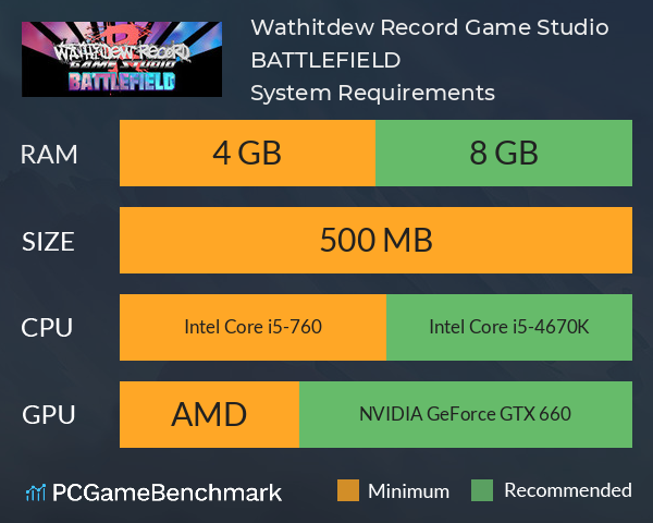 Wathitdew Record™ Game Studio BATTLEFIELD System Requirements PC Graph - Can I Run Wathitdew Record™ Game Studio BATTLEFIELD