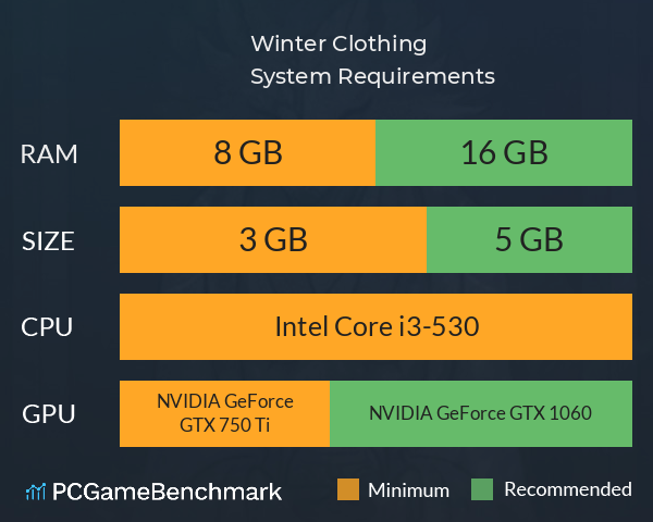 Winter Clothing System Requirements PC Graph - Can I Run Winter Clothing