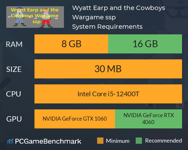 Wyatt Earp and the Cowboys Wargame ssp System Requirements PC Graph - Can I Run Wyatt Earp and the Cowboys Wargame ssp