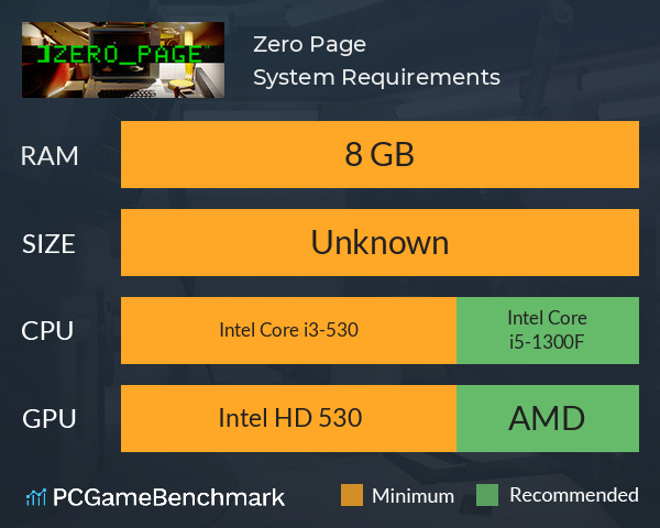 Zero Page System Requirements PC Graph - Can I Run Zero Page